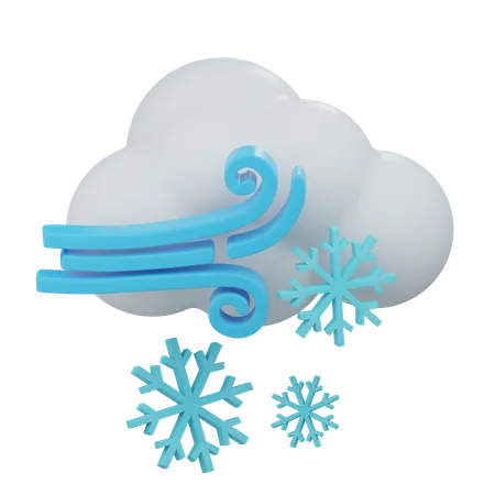 Ventoso nublado nieve  3D Icon