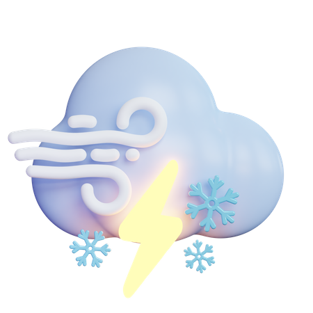 Nuvem de neve com relâmpagos ventosos  3D Icon