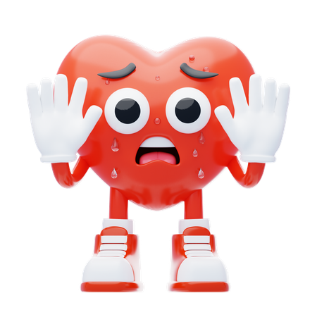 Verängstigter Herzcharakter  3D Icon