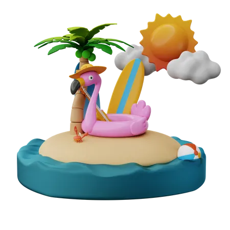 Verano en la isla  3D Illustration