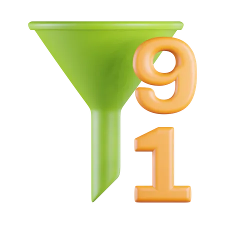 Número descendente do filtro de classificação verde  3D Icon