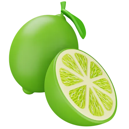 Limón verde y medio  3D Icon