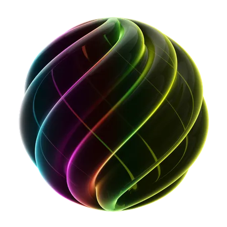 Verdrehter welliger Ball Neon abstrakt  3D Icon