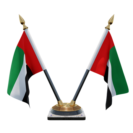 Doppelter Tischflaggenständer der Vereinigten Arabischen Emirate  3D Flag