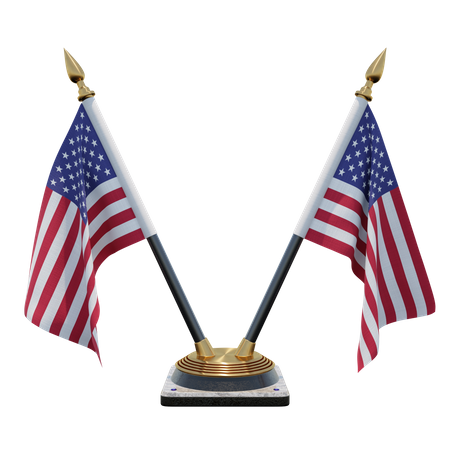 Doppelter (V) Tischflaggenständer für die USA  3D Icon