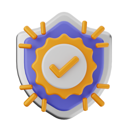 Verification Shield Protection  3D Icon