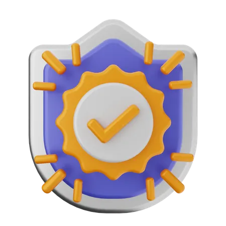 Verification Shield Protection  3D Icon