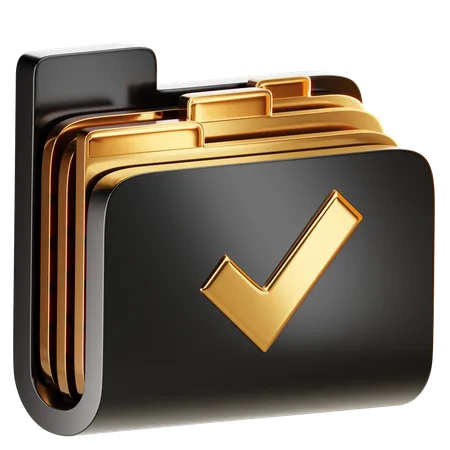 A Folder Icon Resembling A Checkmark Or A Verified Badge Organizing Authenticated Or Verified Items 3D Icon