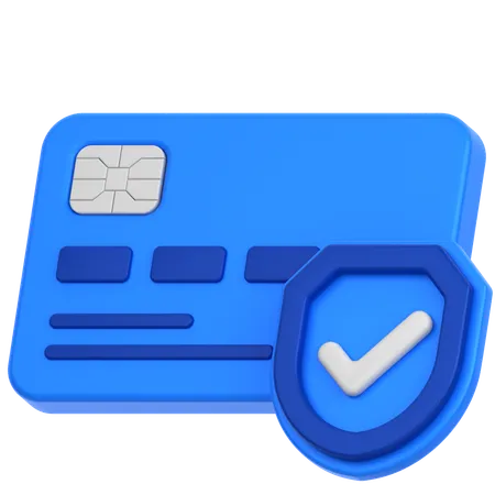 3 D Icon Of A Credit Card With Check Shield 3D Icon