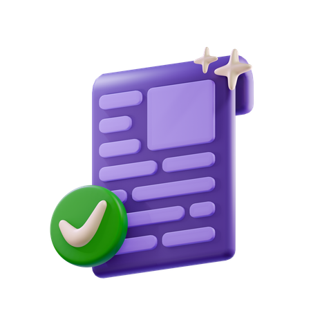 Verified document  3D Icon