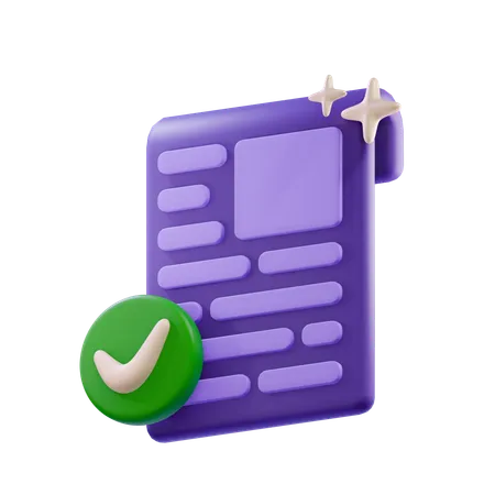 Verified document  3D Icon