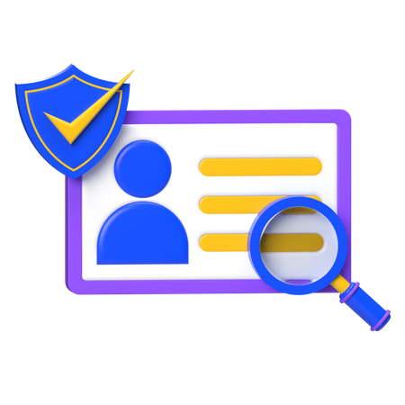 Verified Id Card With Magnifying Glass  3D Icon