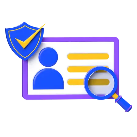 Verified Id Card With Magnifying Glass  3D Icon