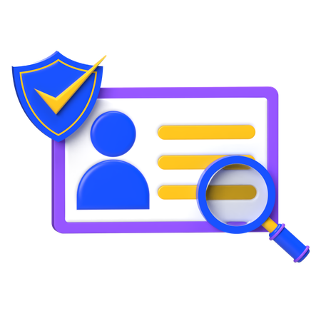 Verified Id Card With Magnifying Glass  3D Icon