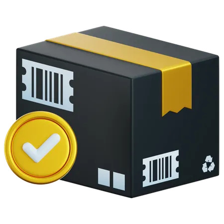 3 D Icon Package Parcel Box Delivery Check Mark Icon Graphic Illustration Order Pack Insurance Tick Postal Office Quality Control Goods Verify 3D Icon