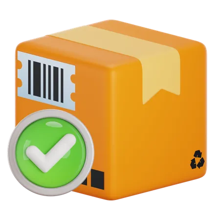 3 D Icon Package Parcel Box Delivery Check Mark Icon Graphic Illustration Order Pack Insurance Tick Postal Office Quality Control Goods Verify 3D Icon