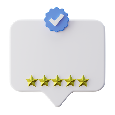 Verified Review Bubble Text  3D Icon