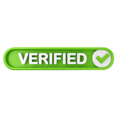 Verified Text Button  3D Icon