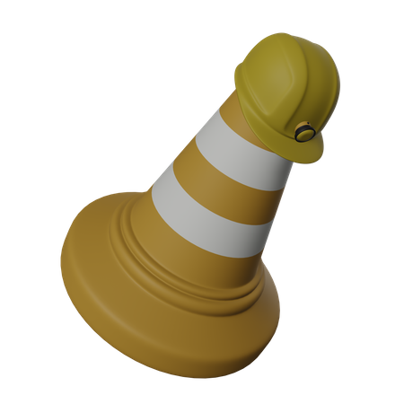 Verkehrsleitkegel und Schutzhelm  3D Icon