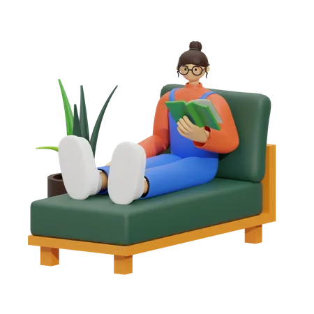 Verlieren Sie sich in einem guten Buch, der ultimative Leseplatz  3D Illustration