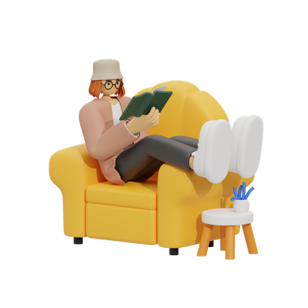 Verlieren Sie sich in einem guten Buch, der ultimative Leseplatz  3D Illustration