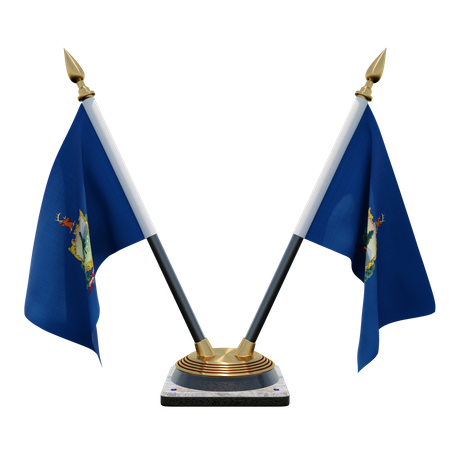 Vermont Double Desk Flag Stand  3D Flag