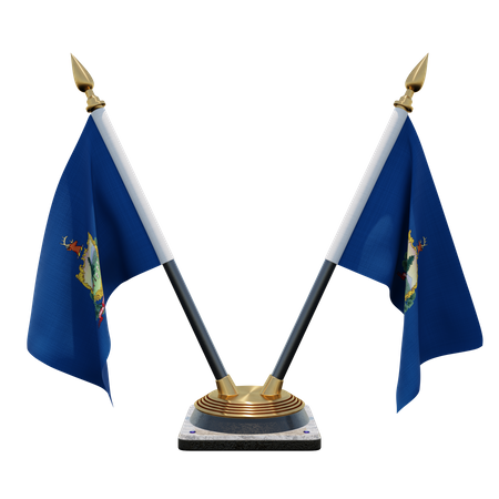 Vermont Double (V) Desk Flag Stand  3D Icon