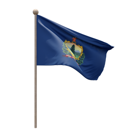 Vermont Flagpole  3D Flag
