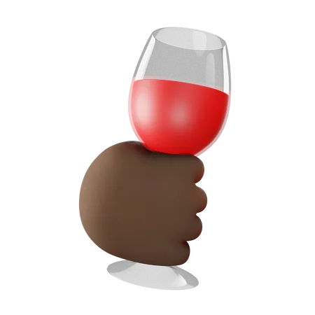 Verre à vin tenant le geste de la main  3D Illustration