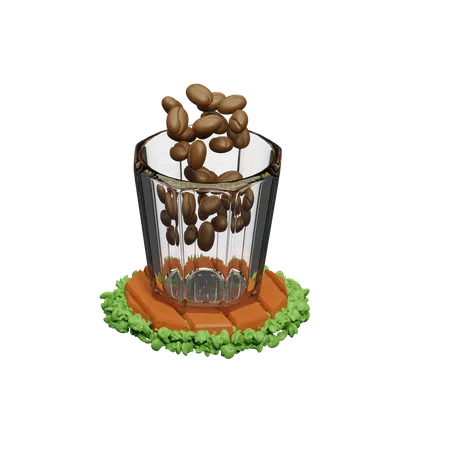 Verre de grains de café  3D Icon