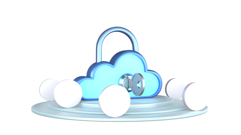 Serrure cloud avec clé  3D Illustration