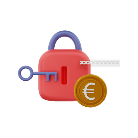 Verschlüsselter Euro  3D Illustration