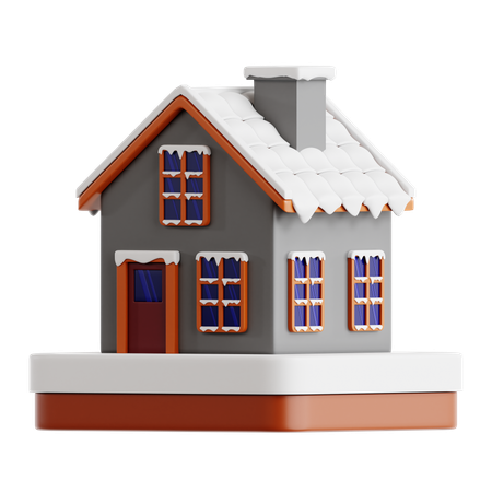 Verschneites Haus  3D Icon