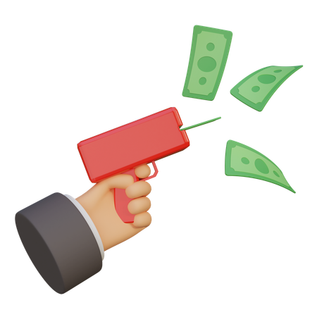Verser de l'argent à partir d'un pistolet à billets  3D Icon