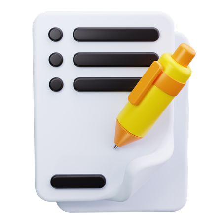 Vertrag mit Stift  3D Icon