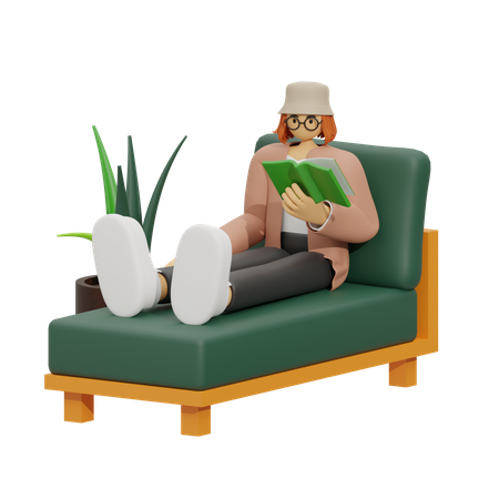 Verträumtes Lesebuch  3D Illustration