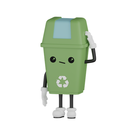Verwirrter Mülleimer  3D Icon