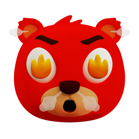 Very Angry Bear Emoji  3D Icon
