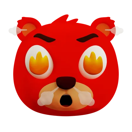 Very Angry Bear Emoji  3D Icon