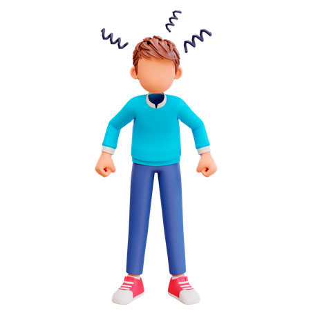 Very Angry boy  3D Illustration