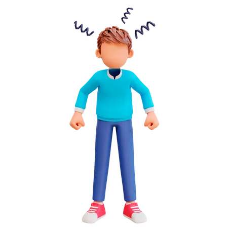 Very Angry boy  3D Illustration