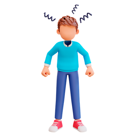 Very Angry boy  3D Illustration