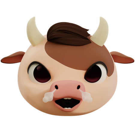 Very Angry Cow Emoji  3D Icon