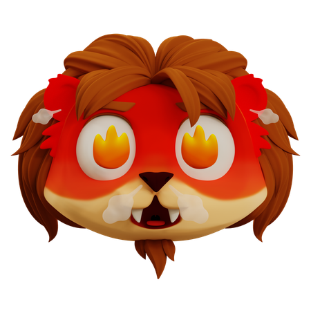 Very Angry Cute Lion Emoji  3D Icon