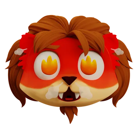 Very Angry Cute Lion Emoji  3D Icon