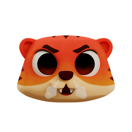 Very Angry Cute Tiger Emoji  3D Icon