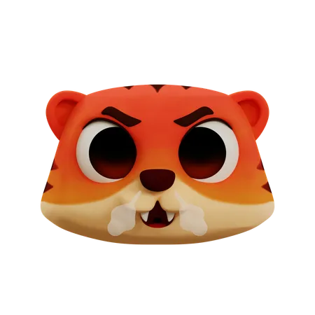 Very Angry Cute Tiger Emoji  3D Icon