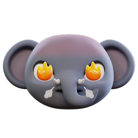 Very Angry Elephant Emoji  3D Icon