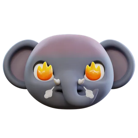 Very Angry Elephant Emoji  3D Icon