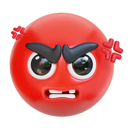3 D Very Angry Face Emoticon Icon Illustration 3D Icon